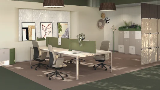 bureaux opérationnels pour collaborateurs dans un espace d'entreprise