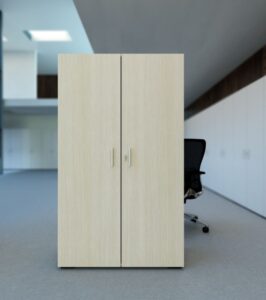 une ou plusieurs armoires en solutions de rangement avec finition métal, bois, dans un espace de travail, idéal pour un bureau d'entreprise, pour du rangement ou du classement