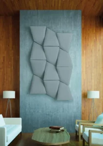 des panneaux acoustiques ou écrans acoustiques au mur ou suspendu au plafond, idéal pour absorber les nuisances sonores et séparer les espaces grâce au tissu phono absorbant