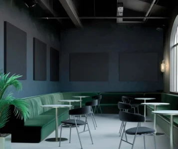 des panneaux acoustiques ou écrans acoustiques au mur ou suspendu au plafond, idéal pour absorber les nuisances sonores et séparer les espaces grâce au tissu phono absorbant