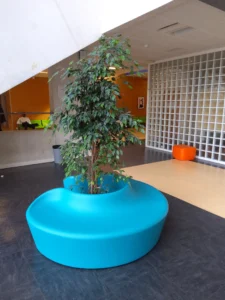 aménagement du foyer et des espaces du Lycée Claude Money, casiers sécurisés, banquette modulable, chaises de classe et tables de cours, salle de cours